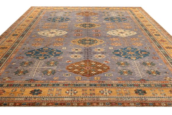 Пакистанский ковер из шерсти «KAZAK ROYAL» 232583-GREY-GLD 402 x 504 см