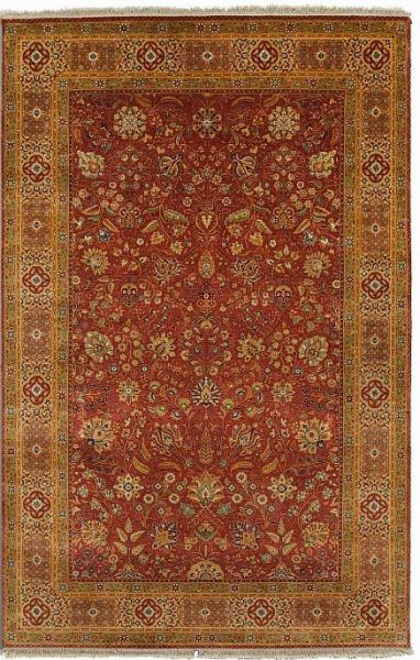 Индийский ковёр из шерсти «HADJI» TABREZ-03-RED-LGLD