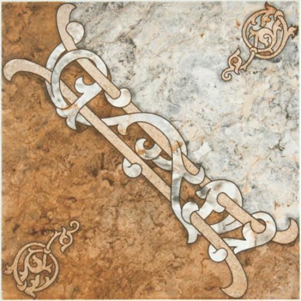 Напольная плитка Арабская вязь коричнево-серая 327x327  Axima