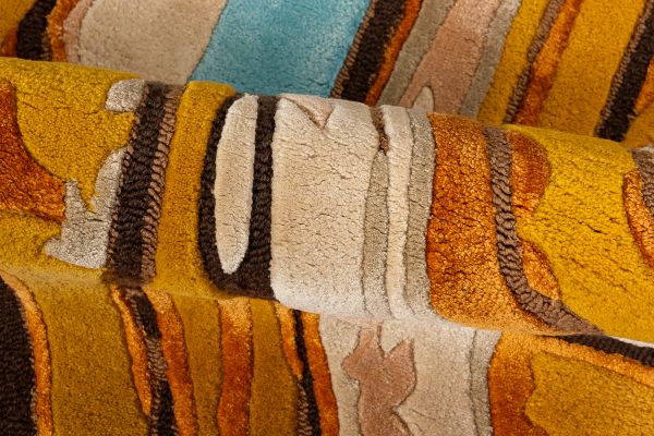 Индийский ковер из эвкалиптового шёлка и шерсти «VELVET MIRAGE» SIGNS YELLOW STONE 125 x 200 см