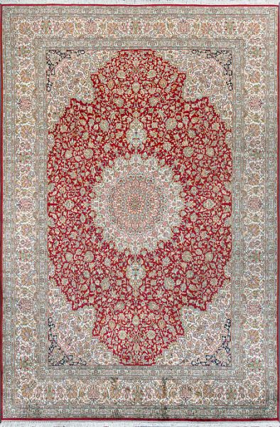 Индийский ковёр из шёлка «KASHMIR SILK 18Х18» MS 81 RED