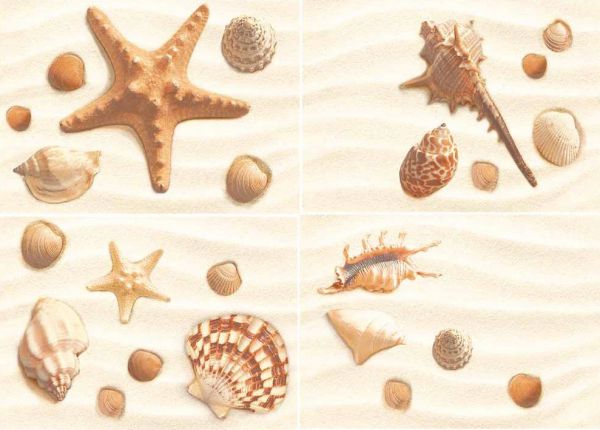 Керамическая плитка Фиджи Декор-панно 500*700 сортовое (1 компл = 4 шт) ВКЗ (Волгоград)  для ванной комнаты