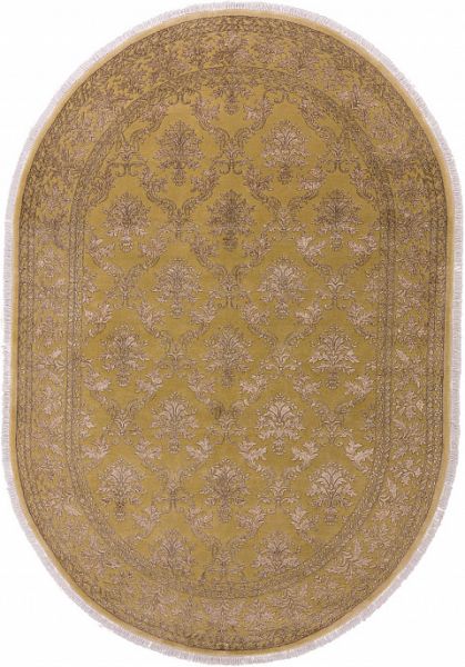 Индийский ковёр из шерсти и арт-шёлка «AGRA R» NO29-GLD-GLD(Oval)