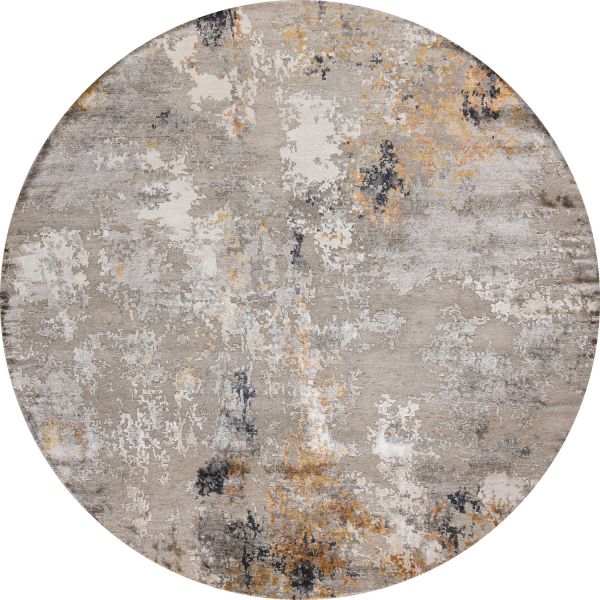 Индийский ковер из арт-шёлка «STORM» FR21407WL-GREY-RUST(Round) 240 x 240 см