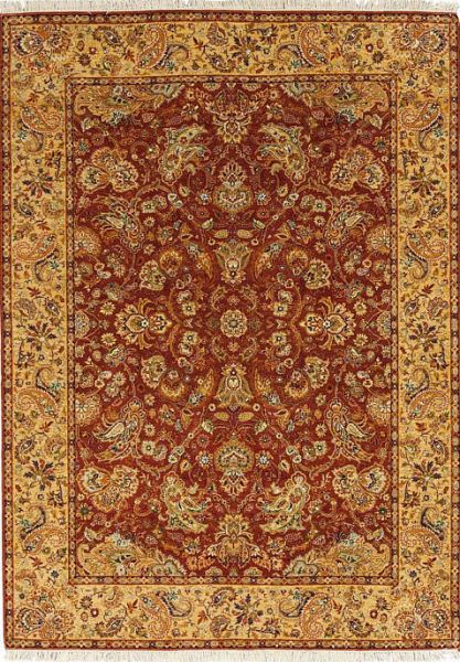 Индийский ковёр из шерсти «ASIA» BANARAS-RED-LGLD