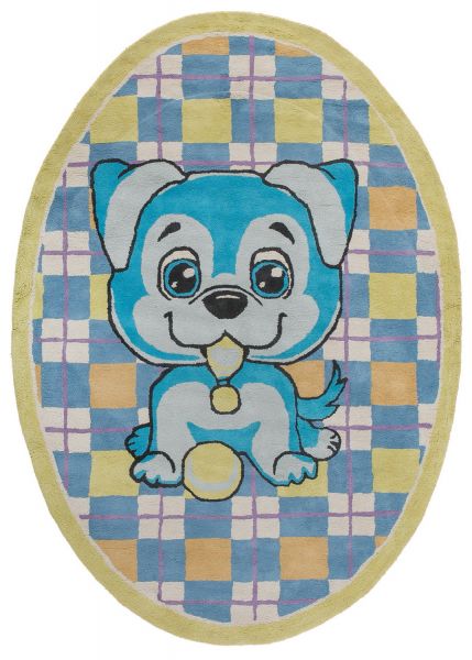 Индийский ковер из хлопка «HAPPY DAY» HX5-0L-BLU-GRN(Oval) 140 x 200 см