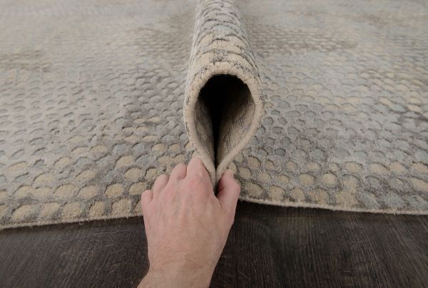 Индийский ковёр из шерсти и арт-шёлка «CHAOS THEORY» ESK404-CGRY-PBLU
