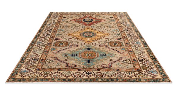 Пакистанский ковер из шерсти «KAZAK ROYAL» GRAY-IVORY(172x236) 172 x 236 см