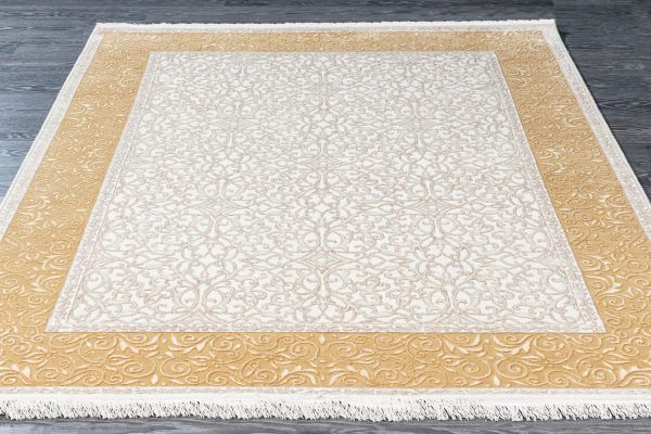 Индийский ковер из шерсти и арт-шёлка «AGRA R» RO83-IVORY-GOLD 171 x 240 см Индийский ковер из шерсти и арт-шёлка «AGRA R» RO83-IVORY-GOLD 171 x 240 см