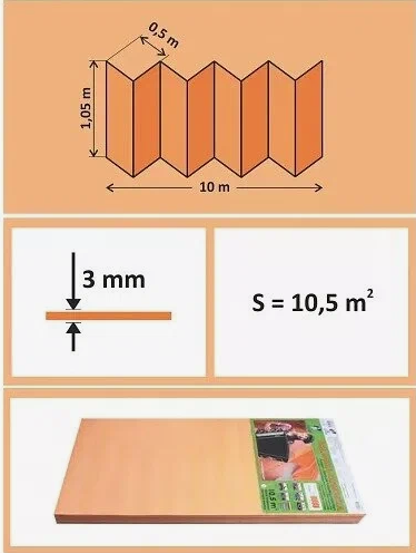 Подложка-гармошка под ламинат и паркетную доску Solid 3мм/10,5м²