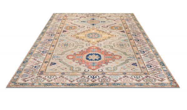 Пакистанский ковер из шерсти «KAZAK ROYAL» GRAY-IVORY(172x236) 172 x 236 см