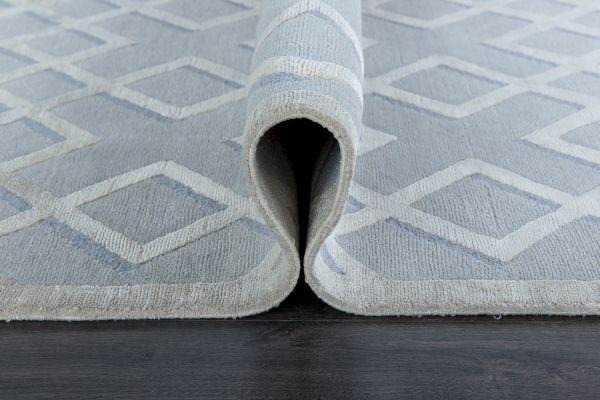 Непальский ковер из шерсти и эвкалиптового шёлка «ART DECO RUGS» RHOMB BLUE AIR(90528) 203 x 299 см