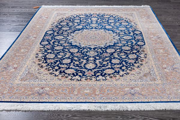 Иранский ковер из шёлка, модала и акрила «MASTERPIECE QUM» 003-22-TABRIZ BLUE-OLIVE 200 x 300 см