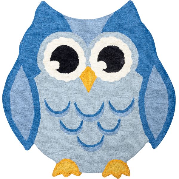 Индийский ковер из шерсти «FAUNA FUN» OWL-BLUE 90 x 90 см