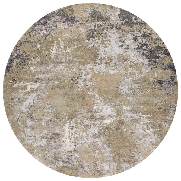 Индийский ковер из шерсти и арт-шёлка «STORM» RN85WH-GREY(Round) 300 x 300 см