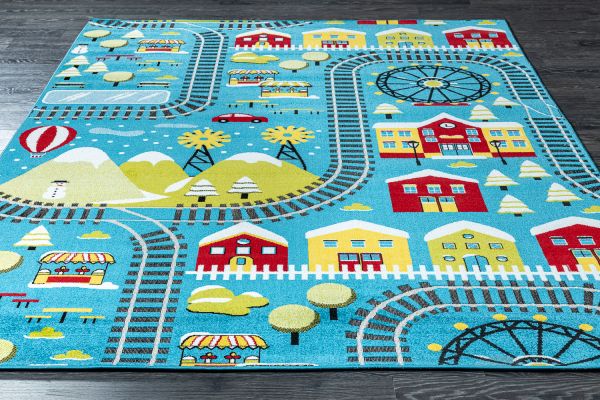 Турецкий ковер из синтетики «PLAYGROUND» D604A-BLUE 80 x 150 см