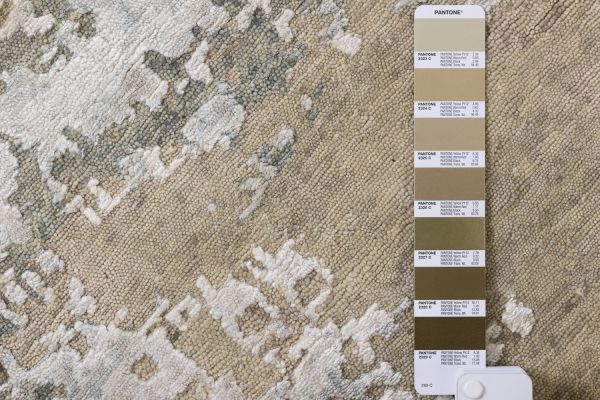 Индийский ковер из шерсти и арт-шёлка «STORM» RN52WH-BEIGE-GREY(Round) 300 x 300 см