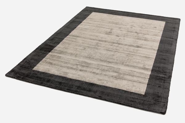 Индийский ковер из арт-шёлка «BLADE BORDER RUG» CHARCOAL SILVER 200 x 200 см