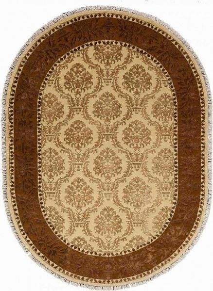 Индийский ковёр из шерсти и арт-шёлка «KING OF AGRA» NO65-CRE-DGLD63(Oval)
