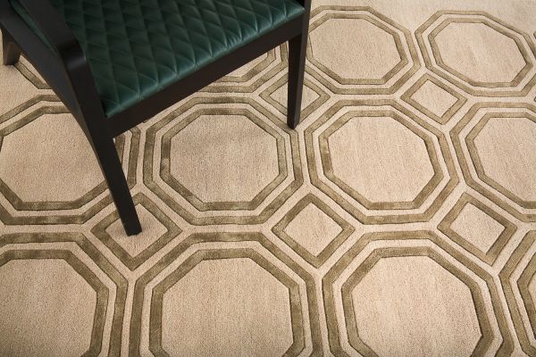 Индийский ковер из арт-шёлка и шерсти «OCTAGON RUG» LIGHT BEIGE 160 x 230 см