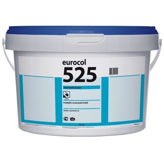 Клей для ковровых, всех видов ПВХ покрытий EUROCOL FORBO 525 Eurosafe Basic на основе водной дисперсии 1к 13кг