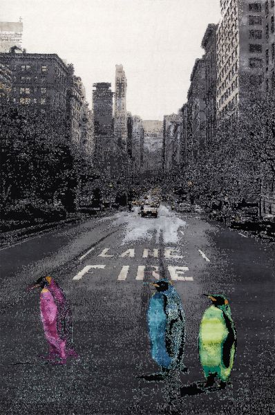 Непальский ковер из шерсти и шёлка «PENGUIN IN NEW YORK» CX2916-P15 202 x 300 см