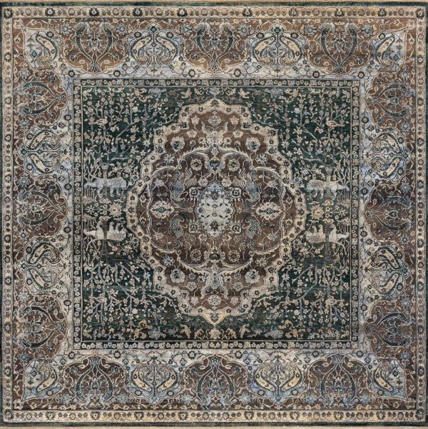 Индийский ковер из шёлка, шерсти и хлопка «VINTAGE SILK» AJ135-BLACK-MIX(276x271) 276 x 271 см Индийский ковер из шёлка, шерсти и хлопка «VINTAGE SILK» AJ135-BLACK-MIX(276x271) 276 x 271 см