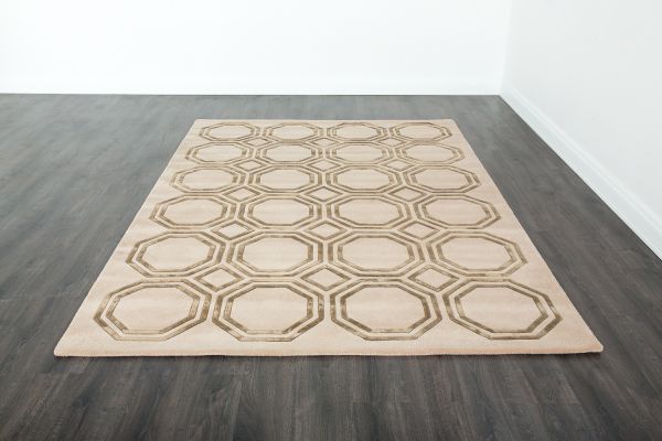 Индийский ковер из арт-шёлка и шерсти «OCTAGON RUG» LIGHT BEIGE 160 x 230 см