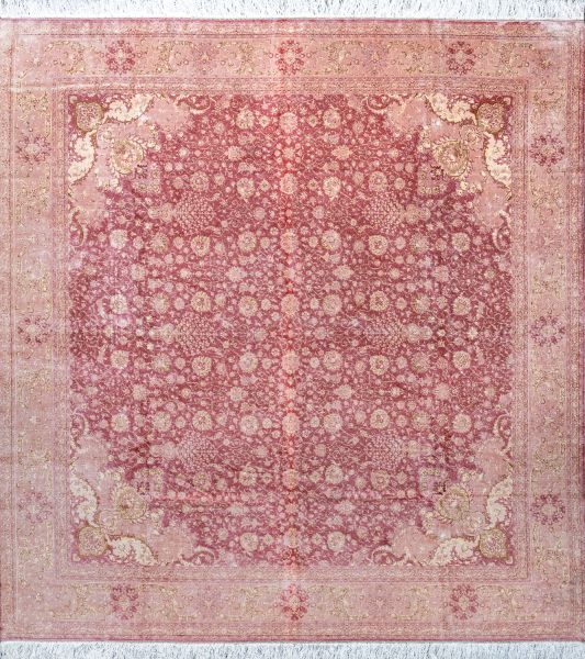 Иранский ковер из шёлка и модала «MASTERPIECE QUM» 048-21-VINTAGE-PINK 249 x 250 см