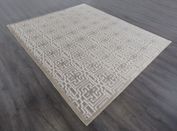 Непальский ковер из шерсти и шёлка «ART DECO RUGS» PORTICELLO WHITE-90058 (90129) 253 x 305 см