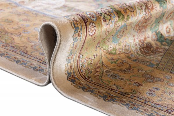 Турецкий ковер из шёлка и модала «QUM-L» 2063F-CRE-YEL 160 x 230 см