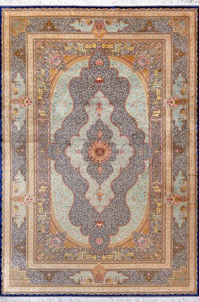 Иранский ковер из шёлка и модала «MASTERPIECE QUM» 006-23-JAMSHIDI Turquoise 202 x 302 см