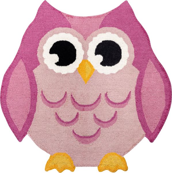 Индийский ковер из шерсти «FAUNA FUN» OWL-PINK 90 x 90 см