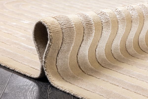 Индийский ковёр из шерсти и арт-шёлка «LINES» LINES-04-BGE