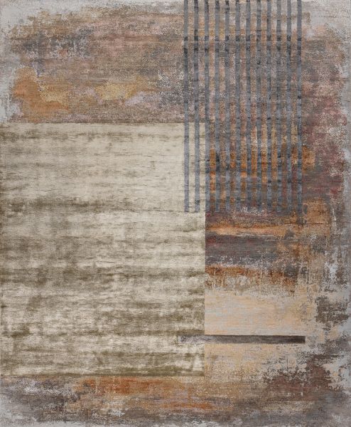 Индийский ковер из шерсти и арт-шёлка «CHAOS THEORY» ESK369-M.GREY-L.PEACH 246 x 302 см Индийский ковер из шерсти и арт-шёлка «CHAOS THEORY» ESK369-M.GREY-L.PEACH 246 x 302 см