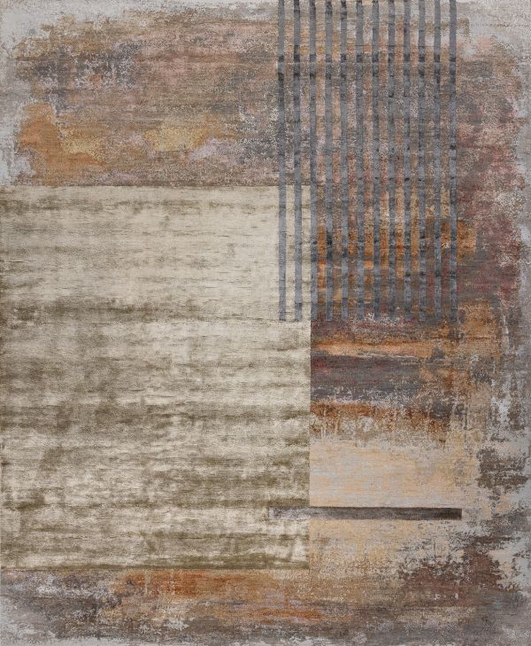 Индийский ковер из шерсти и арт-шёлка «CHAOS THEORY» ESK369-M.GREY-L.PEACH 246 x 302 см Индийский ковер из шерсти и арт-шёлка «CHAOS THEORY» ESK369-M.GREY-L.PEACH 246 x 302 см