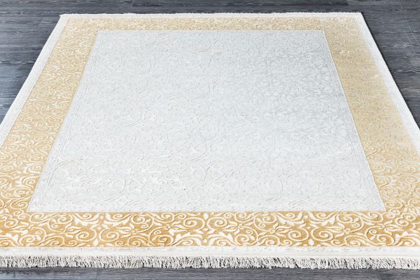 Индийский ковер из шерсти и арт-шёлка «AGRA R» RO83-IVORY-GOLD 171 x 240 см Индийский ковер из шерсти и арт-шёлка «AGRA R» RO83-IVORY-GOLD 171 x 240 см