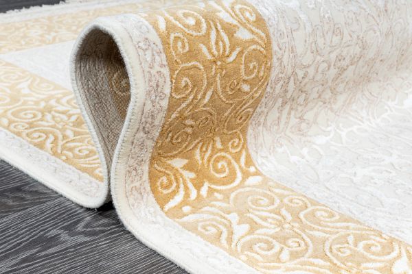 Индийский ковер из шерсти и арт-шёлка «AGRA R» RO83-IVORY-GOLD 171 x 240 см Индийский ковер из шерсти и арт-шёлка «AGRA R» RO83-IVORY-GOLD 171 x 240 см