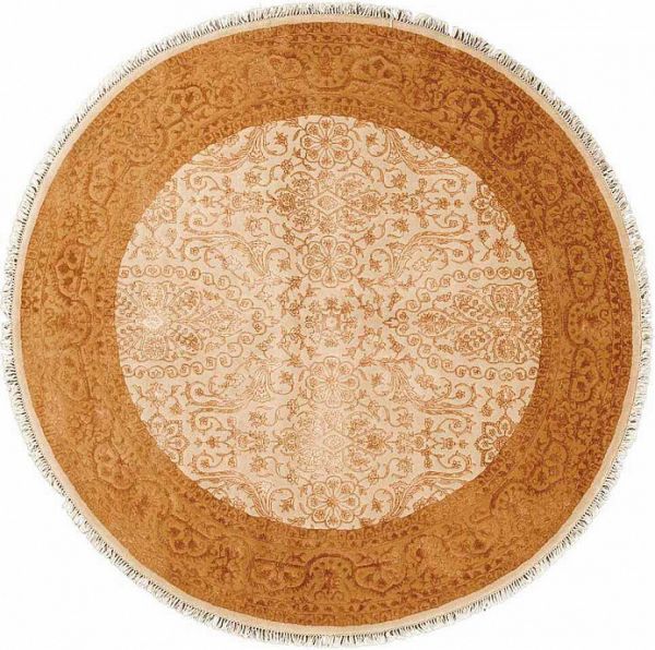 Индийский ковёр из шерсти и арт-шёлка «AGRA R» RO1-CRE-GLD