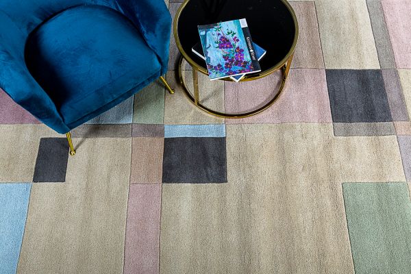 Индийский ковер из шерсти «REEF RUG» RF17-BLOCKS PASTEL 120 x 170 см