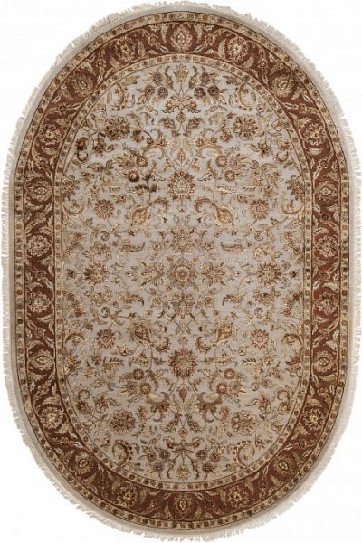 Индийский ковёр из шерсти и шёлка «PLATINUM» AK1112-IVR-RUS(Oval)