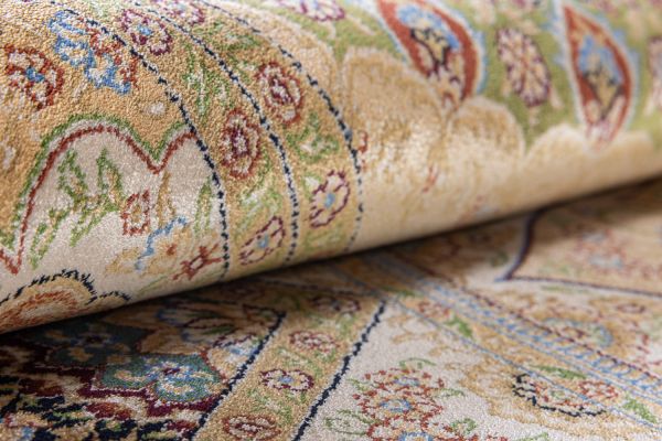 Турецкий ковер из шёлка и модала «QUM-L» 2063F-CRE-YEL 160 x 230 см