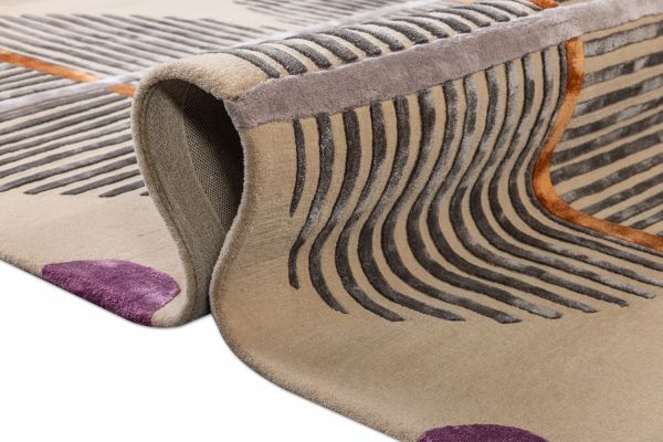 Индийский ковер из шерсти, эвкалиптового шёлка и хлопка «GEOMETRIC» DESIGN-08A 200 x 300 см