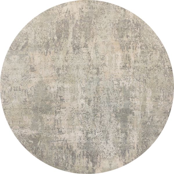 Индийский ковер из шёлка и шерсти «HOLLYWOOD ART» JS38-IVORY-SILVER(Round) 422 x 427 см