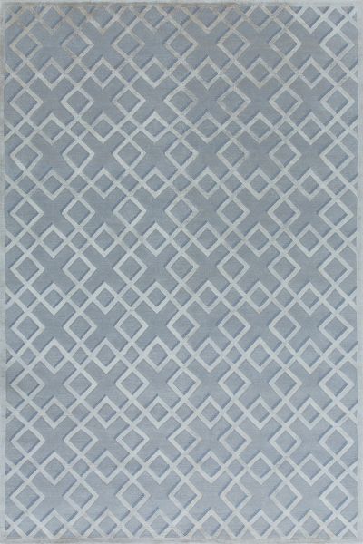 Непальский ковер из шерсти и эвкалиптового шёлка «ART DECO RUGS» RHOMB BLUE AIR(90528) 203 x 299 см