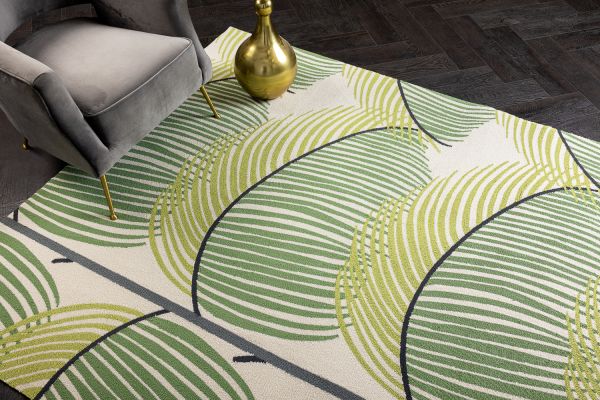 Китайский ковер из полиэстера «SANDERSON OUTDOOR» Manila Leaf Botanical Green 446107 160 x 230 см