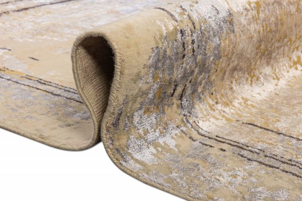 Индийский ковер из арт-шёлка и шерсти «SAN FRANCISCO» GOLD-LINES-2-GREY 169 x 238 см Индийский ковер из арт-шёлка и шерсти «SAN FRANCISCO» GOLD-LINES-2-GREY 169 x 238 см