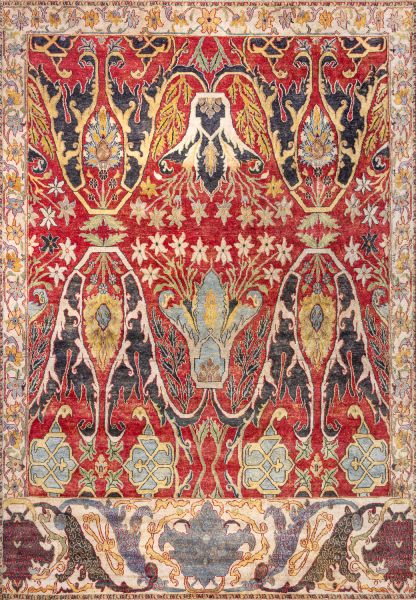 Индийский ковер из шёлка «ZIEGLER SILK» AC228-RED-CREAM(244x351) 244 x 351 см