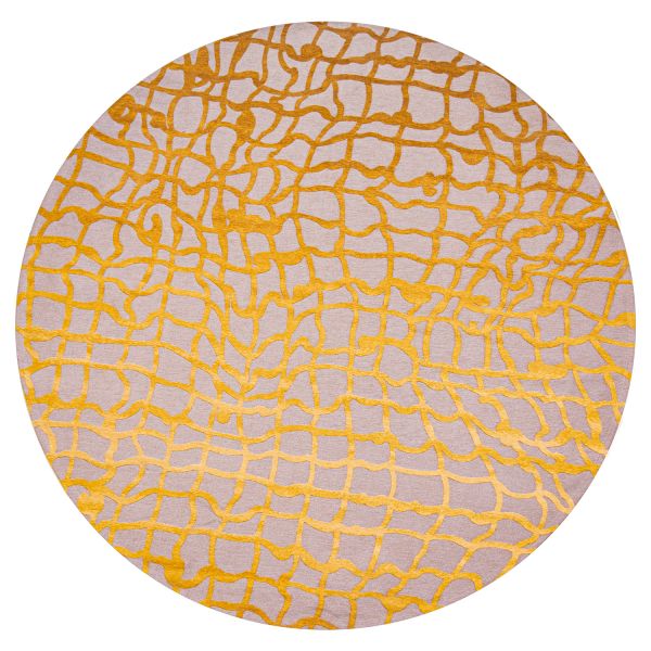 Бельгийский ковер из полиэфирного шёлка «MAD MEN» 9205-YELLOW-SCARAB(Round) 240 x 240 см