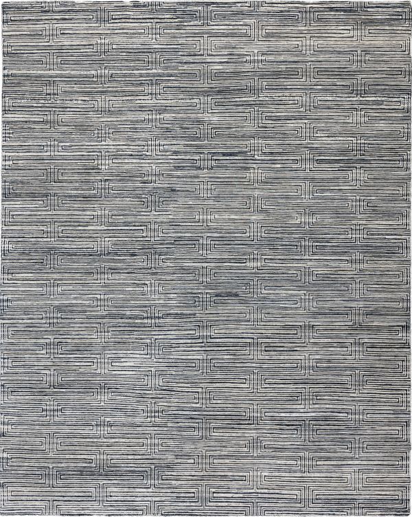 Индийский ковер из шёлка и шерсти «WEST HOLLYWOOD» M44-IVORY-BLACK 244 x 307 см